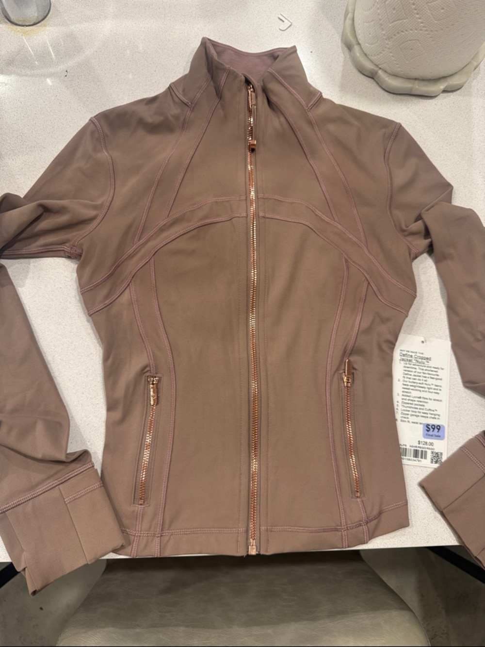 Lululemon Define Cropped Nulu Ashen Rose and Rose Gold - Picture 2 of 3